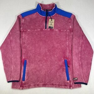 NWT Chubbies The Let Me Pink Blue 1/4 Zip Quilted Jacket Fleece Mens XL